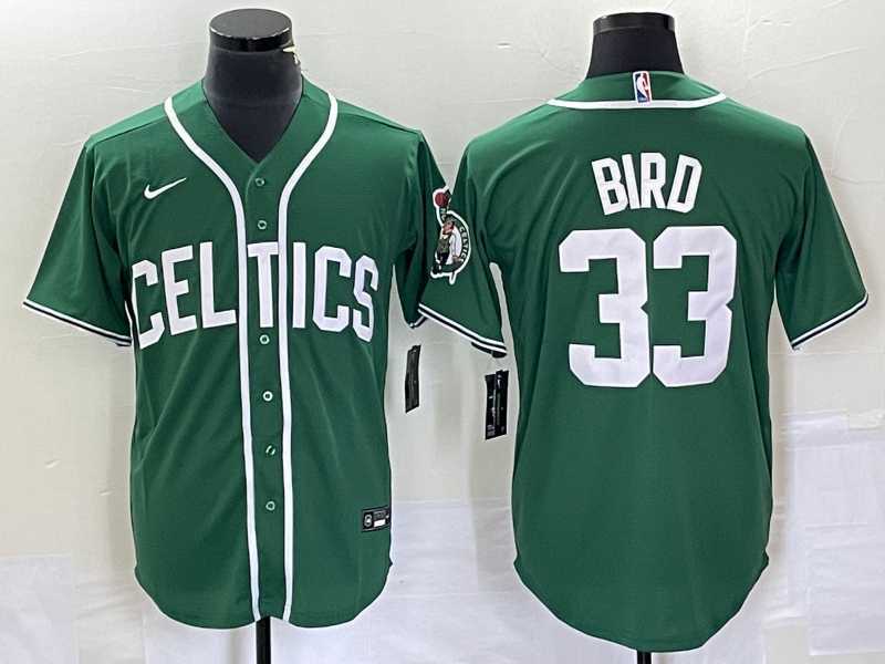 Mens Boston Celtics #33 Larry Bird Green Stitched Baseball Jersey->boston celtics->NBA Jersey